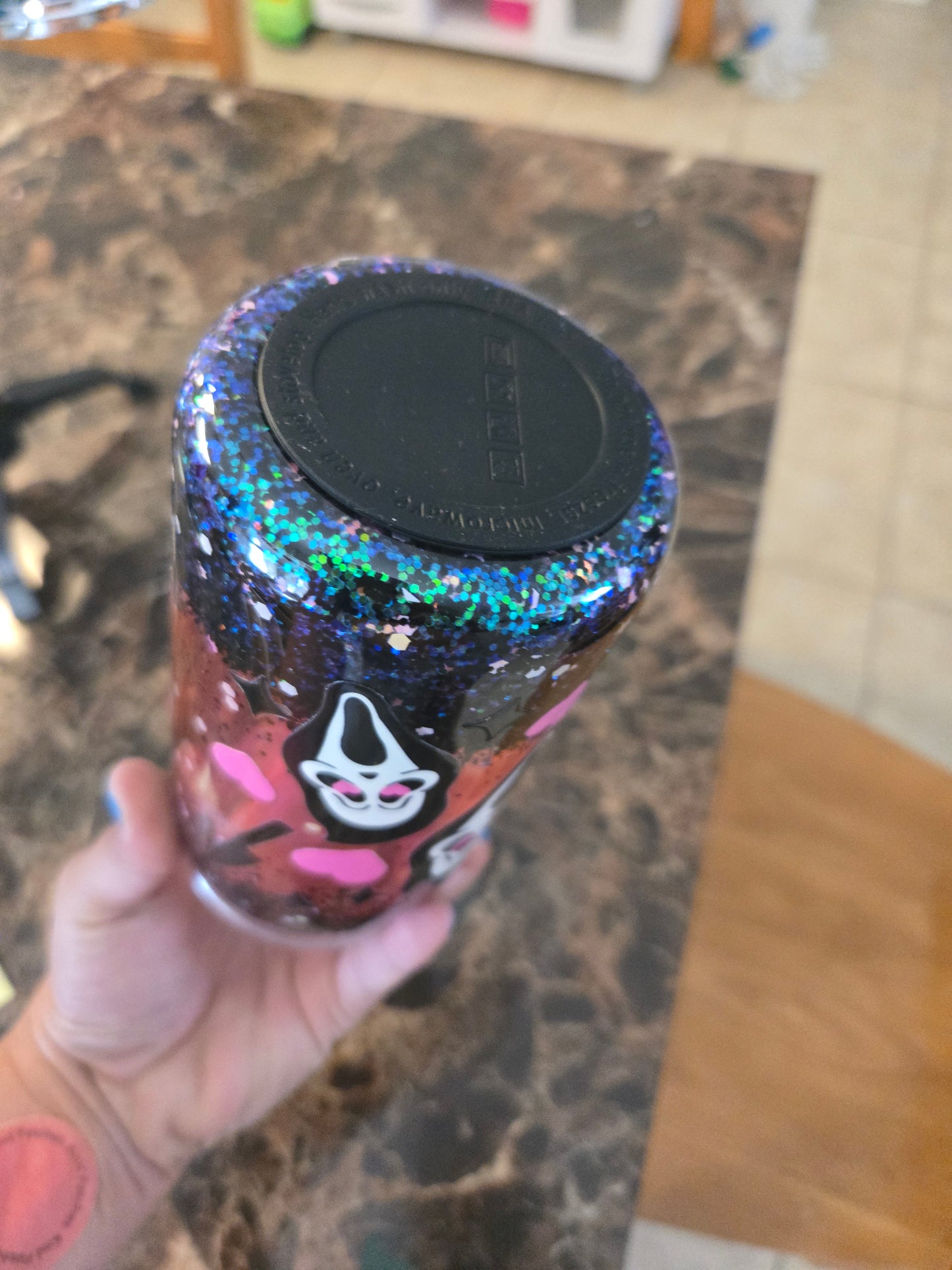 Pink scream face tumbler