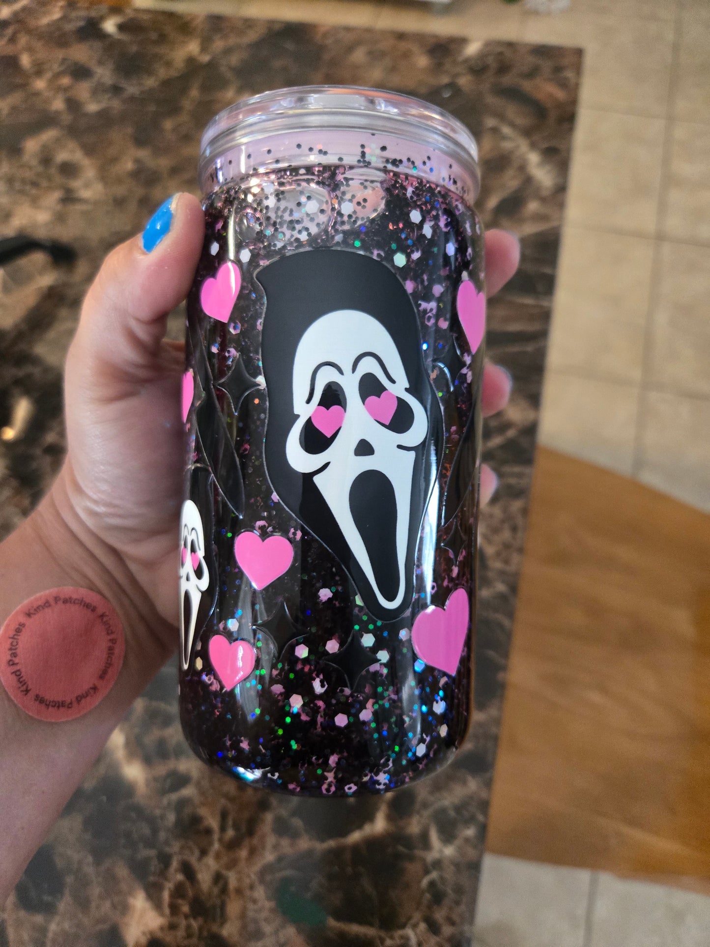Pink scream face tumbler
