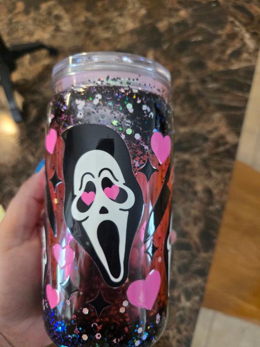 Pink scream face tumbler